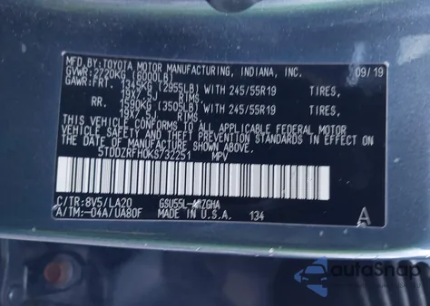 2019 Toyota Highlander Limited from USA, damaged, VIN 5TDDZRFH0KS732251